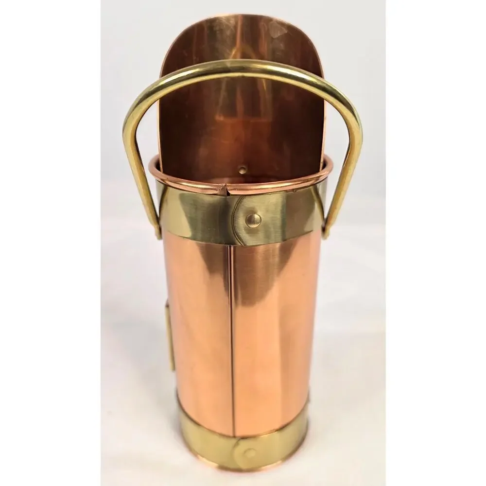 Copper and Brass Long Fireplace Match Stick Holder with Striker Cottagecore